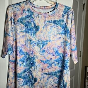 Reel Legends Blue, Purple and Pink Abstract Women's Reel Tec Top